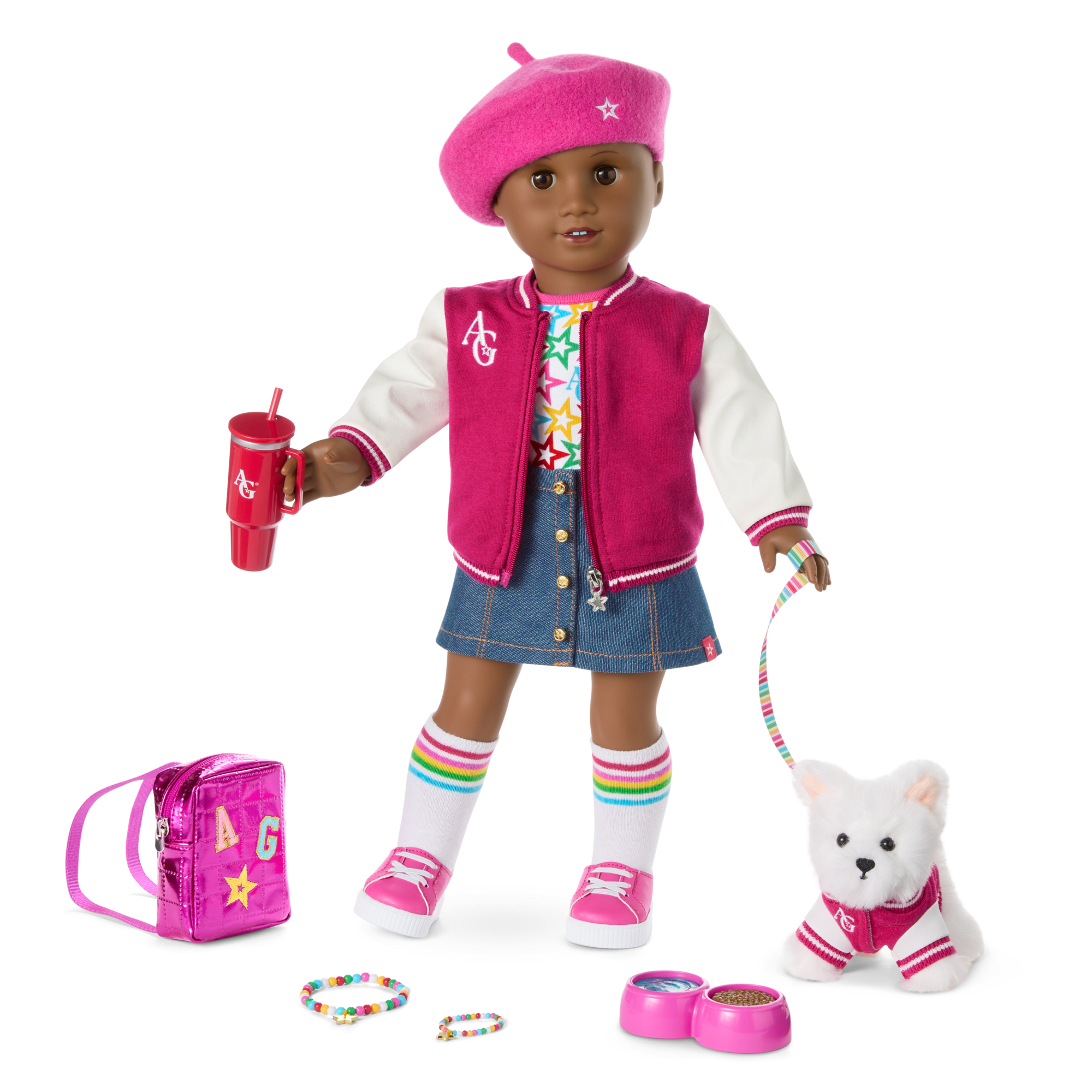 Truly Me 18-Inch Doll #114, Puppy, Mini Backpack & Accessories Ag Star Squad Bundle