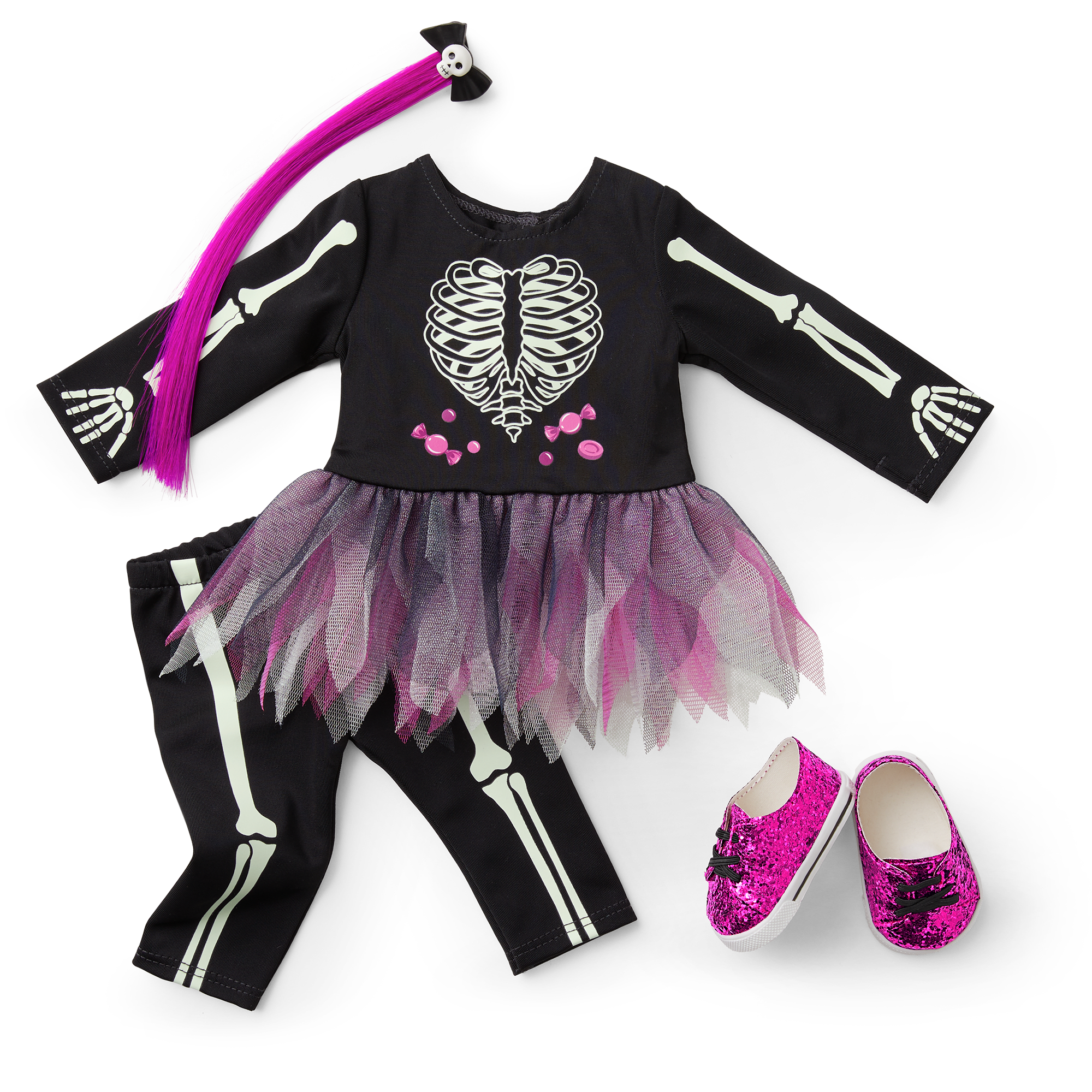 You Glow, Girl! Skeleton Costume For 18-Inch Dolls