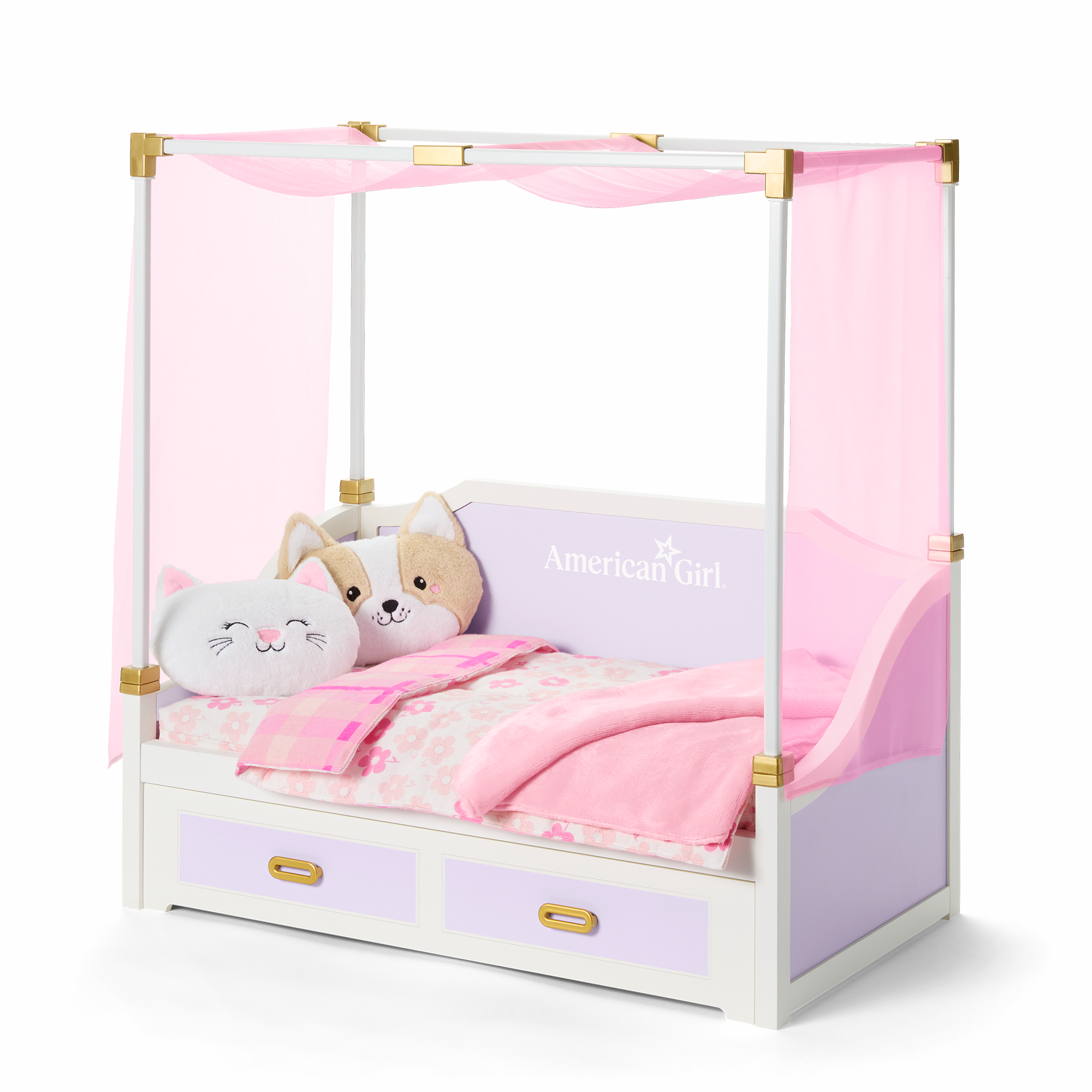 All Set For Sleepovers Canopy Bed & Nightstand For 18-Inch Dolls - Image 2